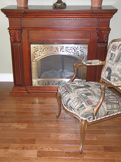 Hardwood floor installation. Chair upholstering